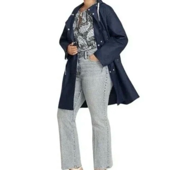 J.Crew Double Breasted Rain Coat Navy Blue - Picture 3 of 3